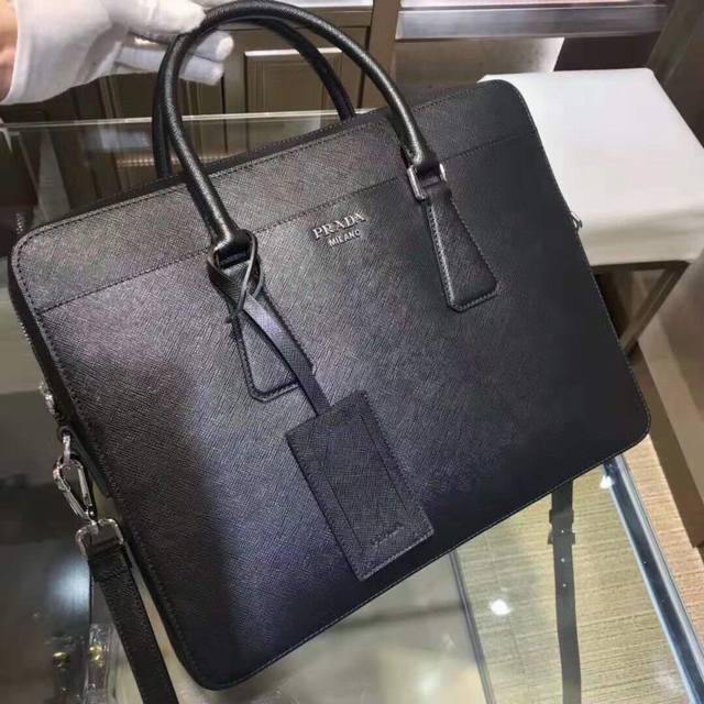 New Arrival, Original Leather Prada Briefcase 0367. Features a brand new logo, I