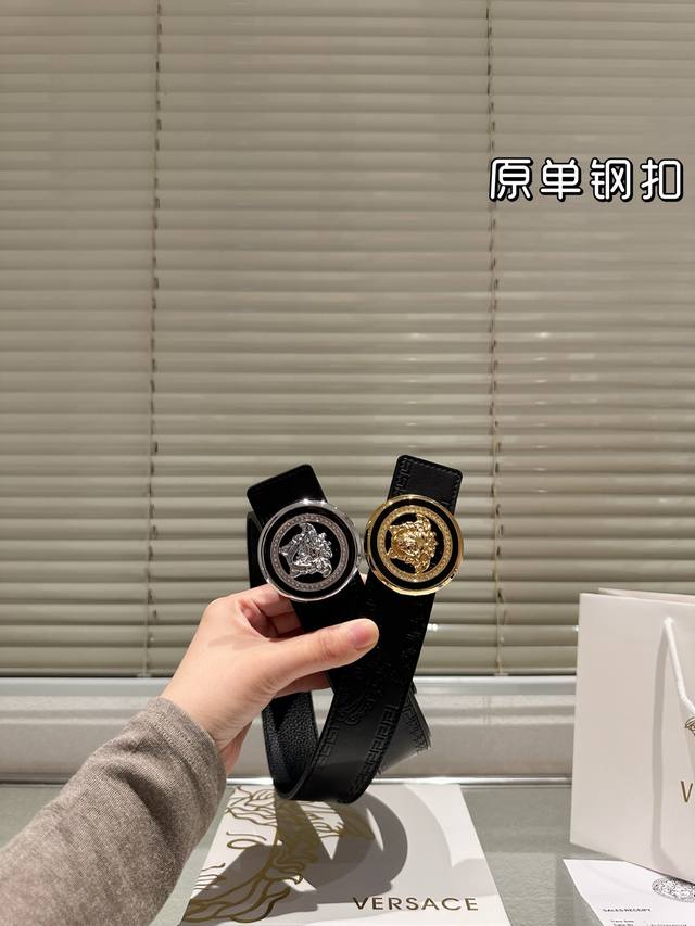 Steel Buckle High-Quality Version! Versace Leather Belt - The hottest unisex be