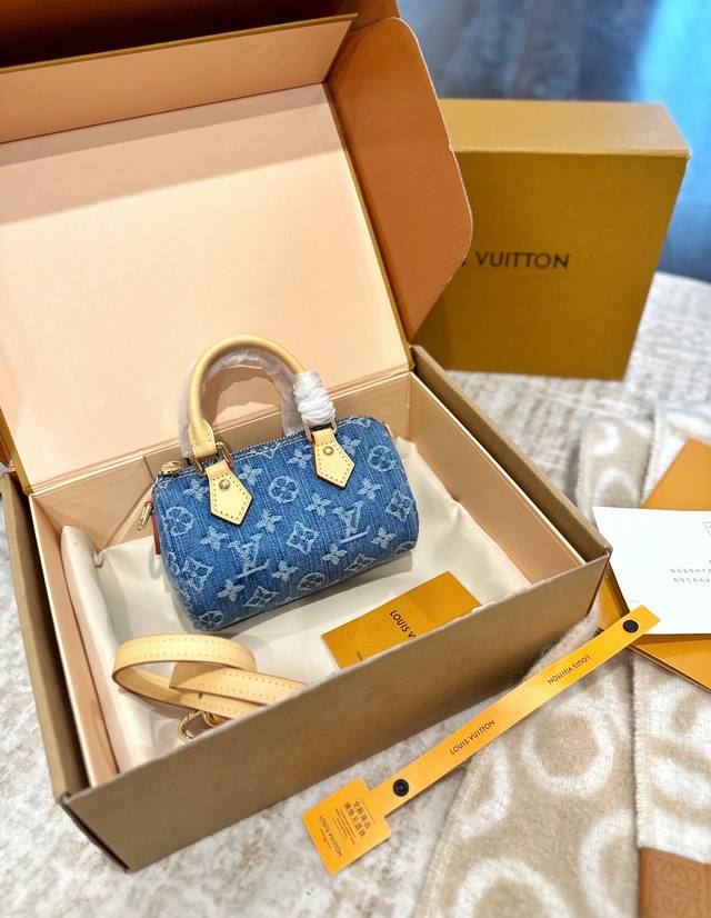Official Double Box Packaging LV Light Denim Speedy 16 - Perfect Size, Looks Ama