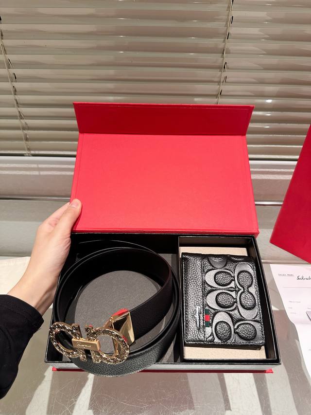 Original Wallet Belt with Gift Box High-Quality Version! Ferragamo Leather Belt