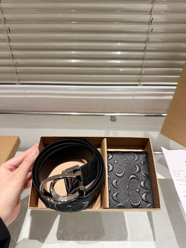 Original Wallet Belt with Gift Box High-Quality Version! Coach Leather Belt - Po