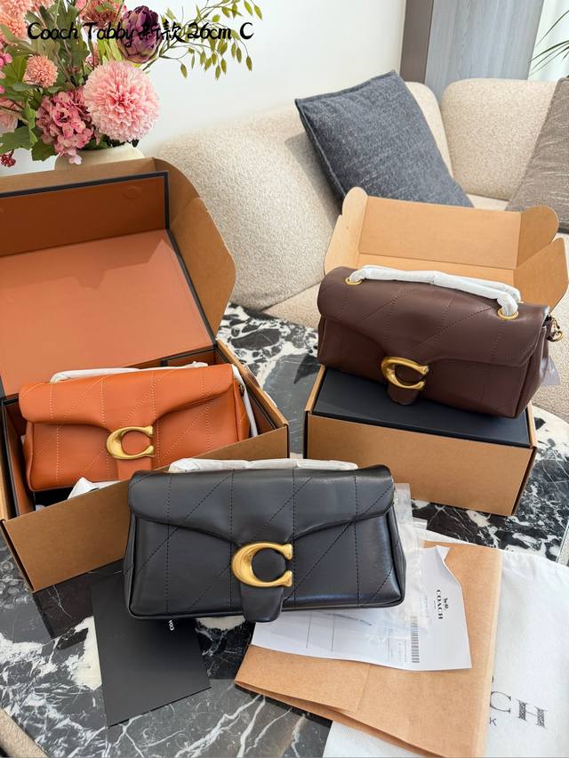 Coach Tabby 26 Black and Gold Lambskin Chain Bag C The Coach Tabby 26 black and