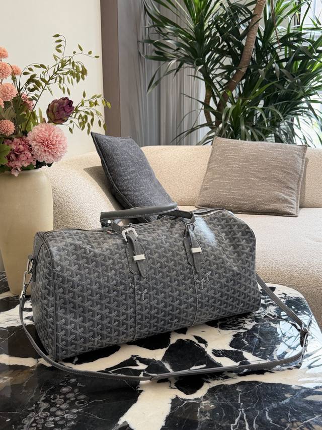 Top-quality original single-piece steel lock Goyard Boston 50 grey travel bag Go