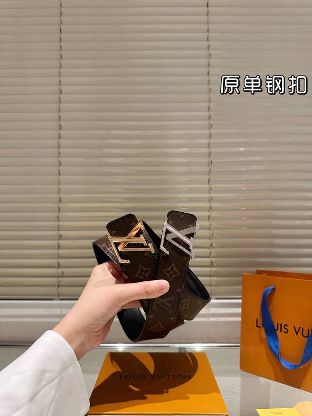 Steel Buckle High-Quality Version! LV Leather Belt - The most popular version a