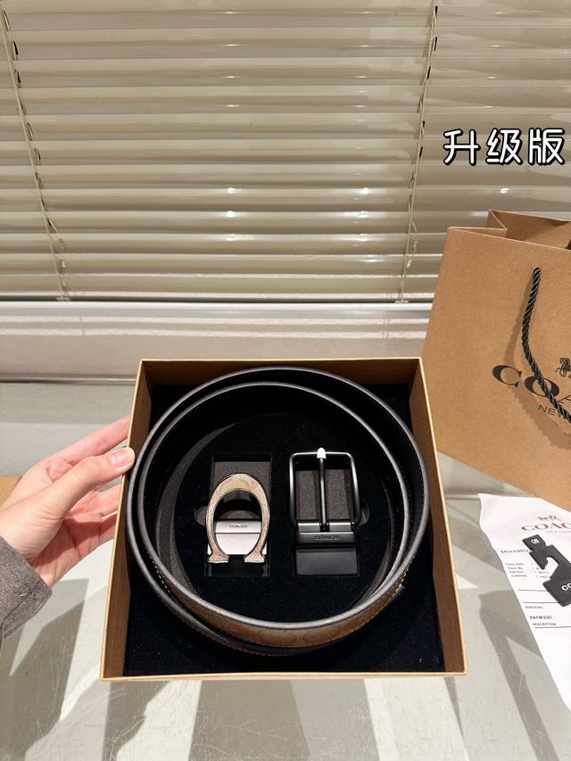 Upgraded High-quality version! Coach double-headed cowhide leather belt - the m