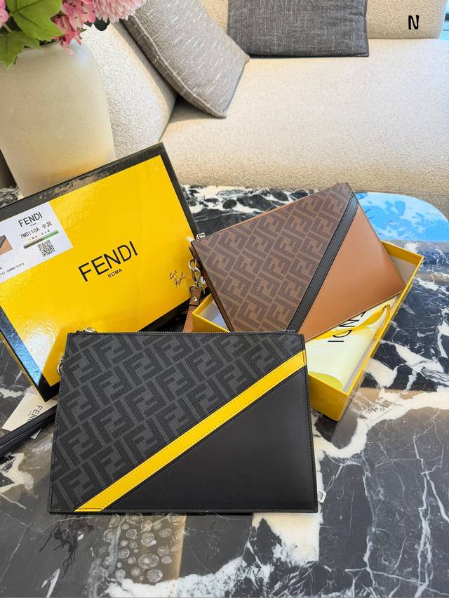 Fendi Black Monogram Clutch Bag