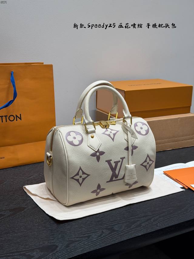 No Box Lv Printed Embossed Speedy25 Boston Pillow Bag Tote Bag This Retiro handb
