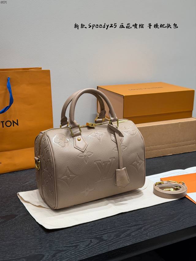 No Box Lv Printed Embossed Speedy25 Boston Pillow Bag Tote Bag This Retiro handb