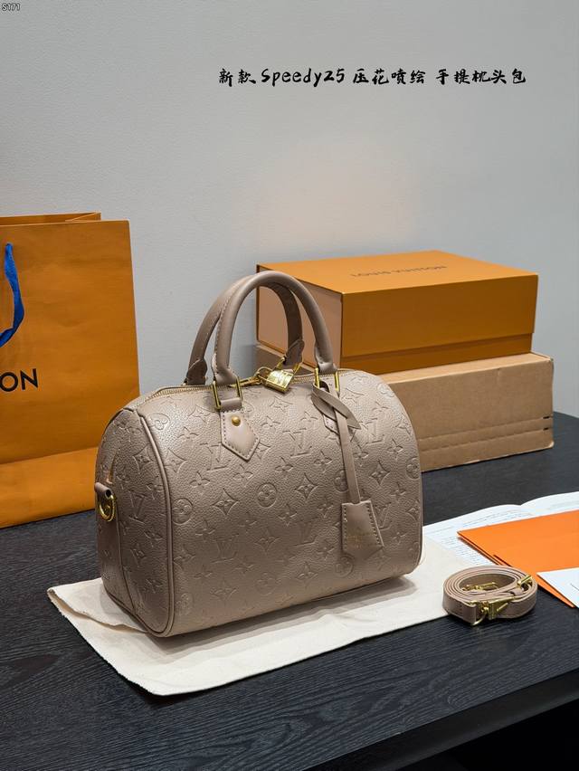 No Box Lv Printed Embossed Speedy25 Boston Pillow Bag Tote Bag This Retiro handb