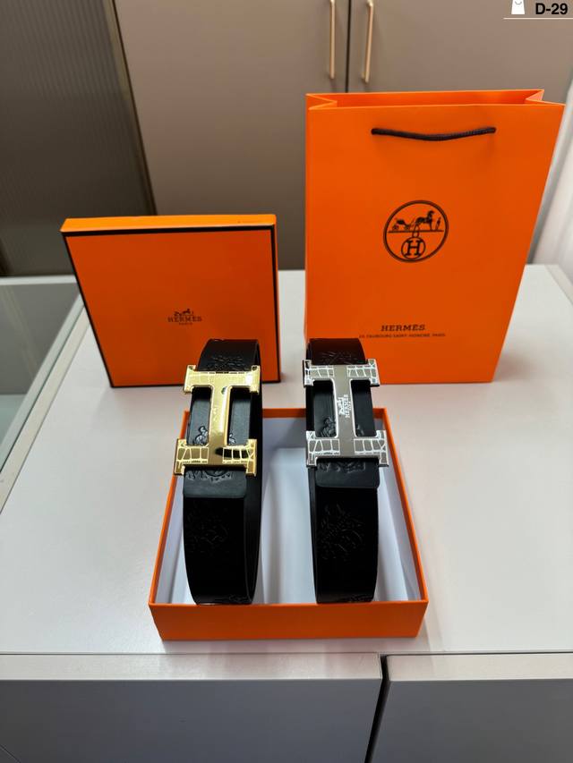 D-29 Full Set Packaging + Tote Bag Hermes Men's Leather Belt DDD