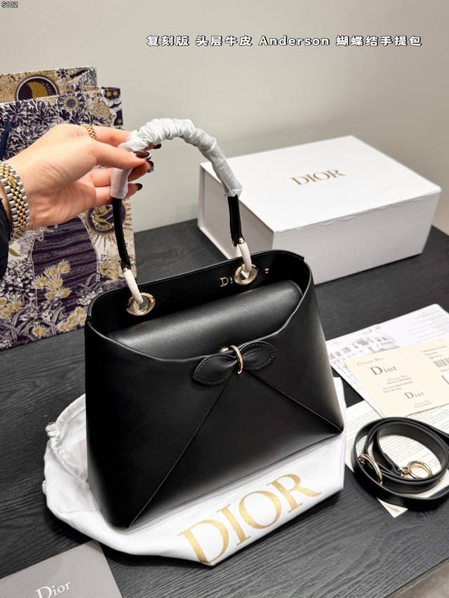 Gift Box Packaging Replica Cowhide Dior 2026 Spring/Summer New Bow Handbag Origi