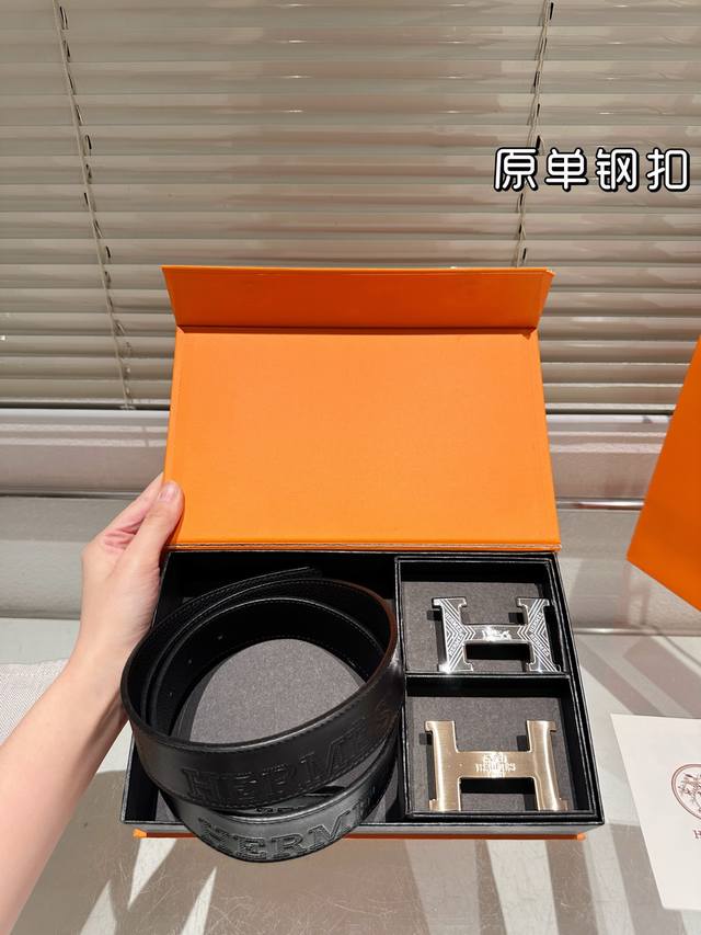 Double-headed steel buckle High-quality version! Hermes leather belt - the most