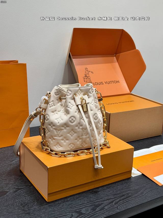 Full Gift Box Packaging Upgraded Dynamic Chip Lv 25Fw New Coussin Bucket Bag , e