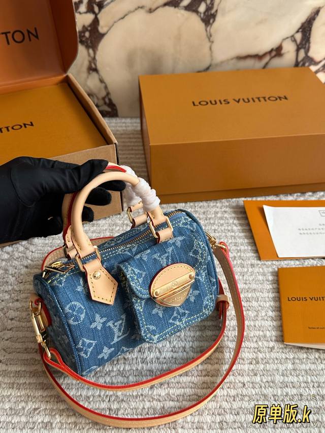 Lv Original Single Version with Gift Box Retro Denim Mini Pillow Denim Bag Yyds