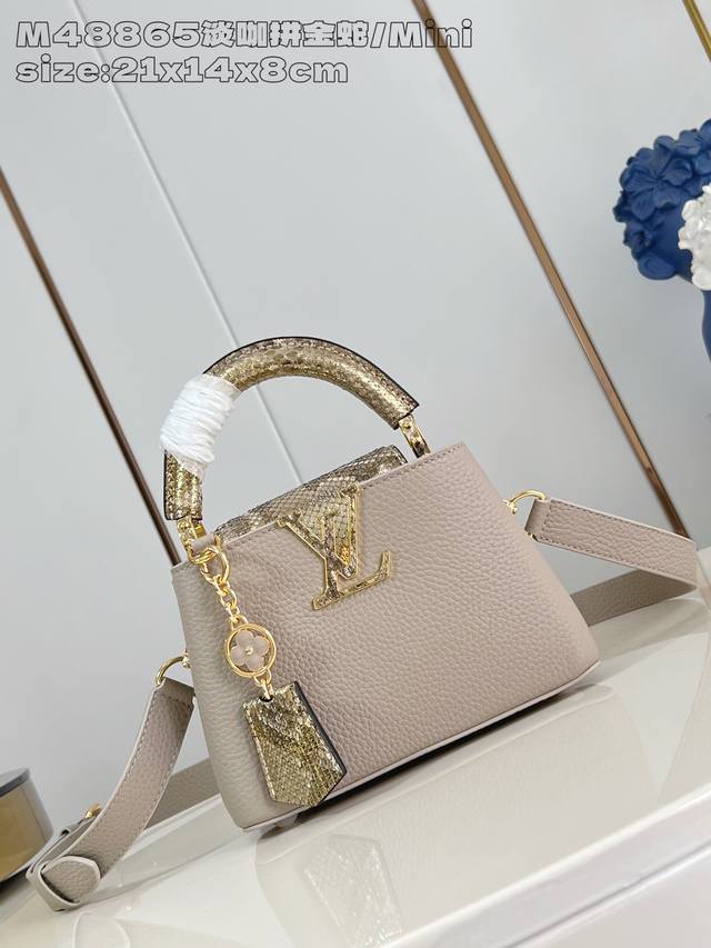 Factory Price p Top-Tier Original M48865 Light Brown and Gold Snake Mini Capucin