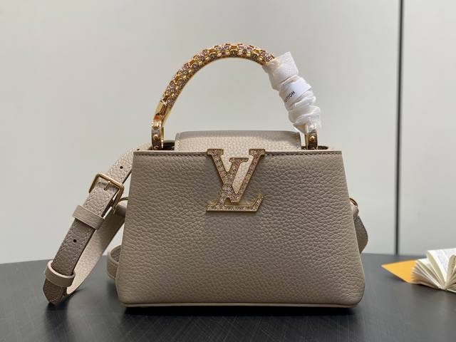 Factory Price p Top-Tier Original M14177 Brown Diamond Handle Full Leather Capuc