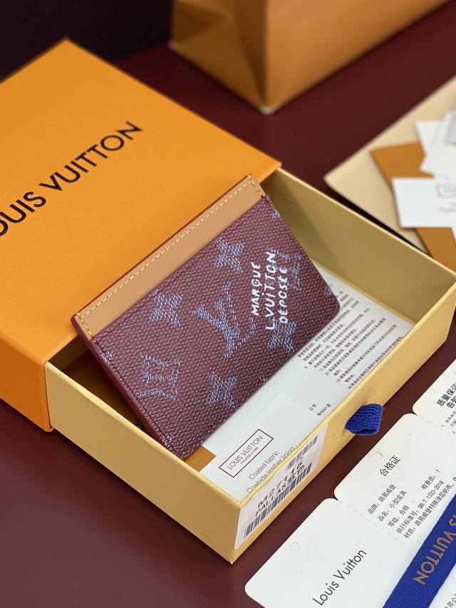 Factory Price p M27115 Purple! Card Holder/Sleeve Coated Canvas with Leather Tr