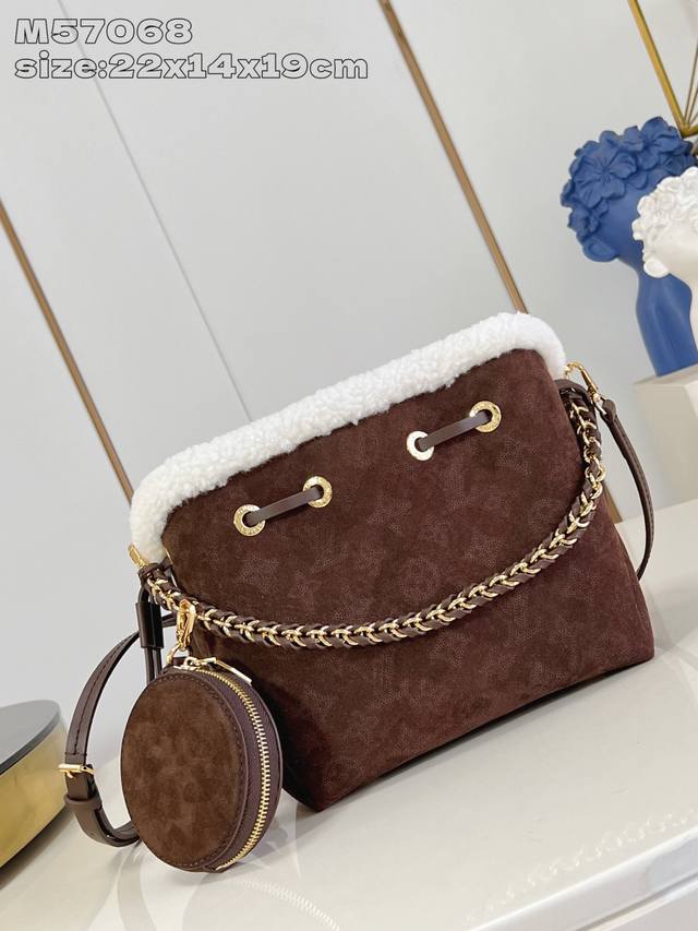 Factory Price p Top-Tier Original M57068 Brown Plush Bella Handbag This Bella ha