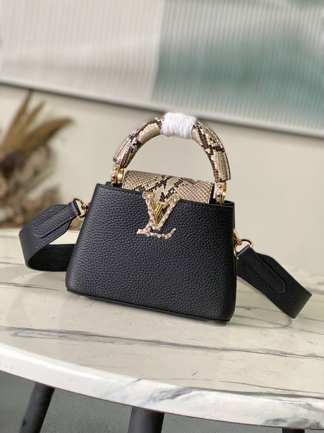 Factory Price p Premium Original Leather N48865 Black snakeskin mini bag. The bo