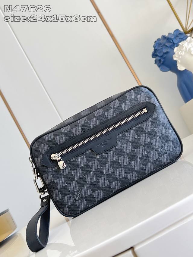 Factory Price p Top-Tier Original N47626 Black Check Pochette Kasai Pouch. This
