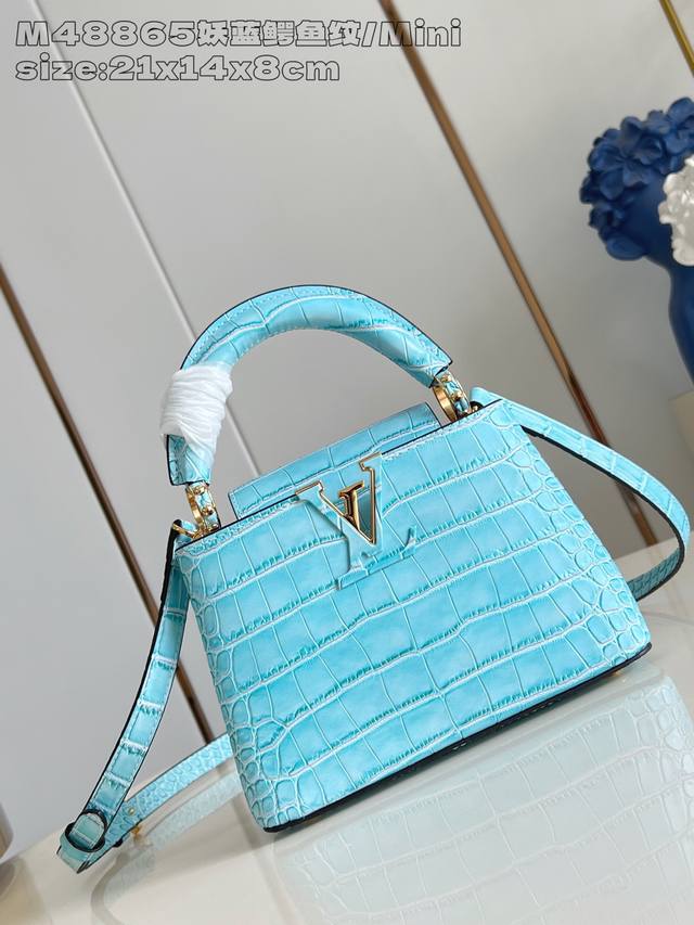 Factory Price p Top-Tier Original M48865 Enchanting Blue Crocodile Mini Capucine