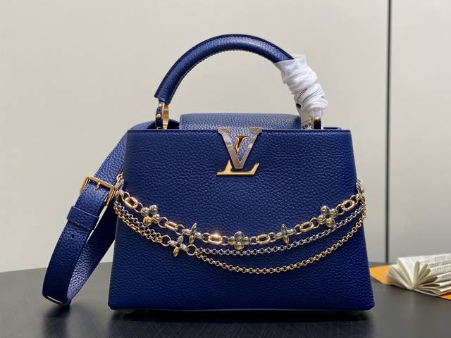 Original Quality M27035 Dark Blue Full Leather Capucines Bag (Na Ying Style) Cha