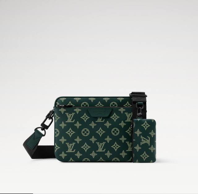 M27154 Dark Green Official Website Image Full Leather Men's Three-Piece Set Trio