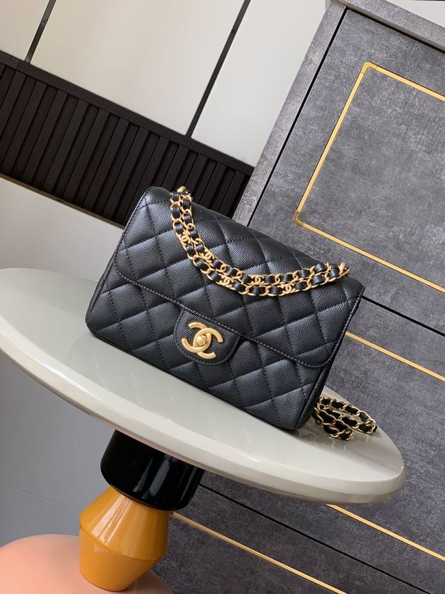 5240 Large Size: Chanel 25p Double Chain Caviar Square Fat Bag, the first sold-o