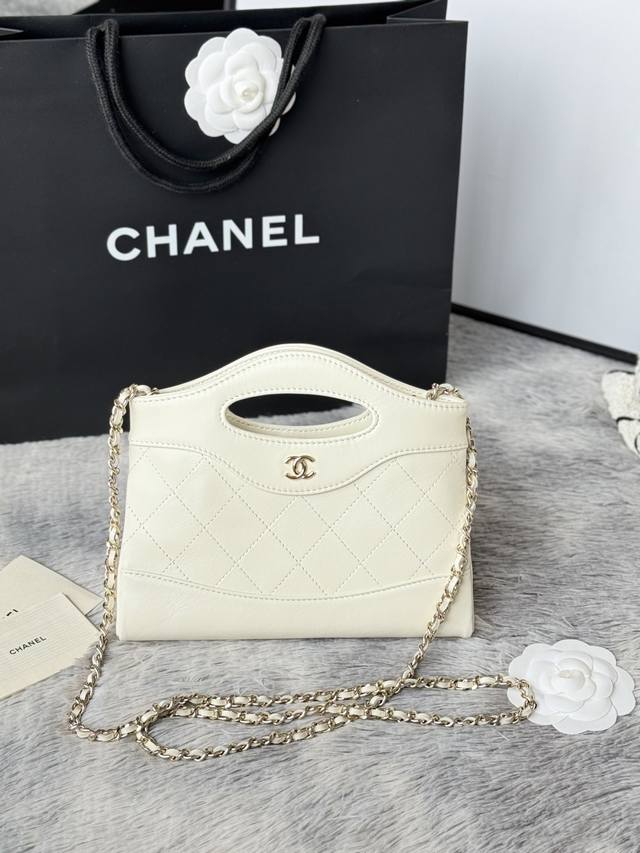 White cowhide, light gold 24B's 31Bag Nano! Mini size, , light-colored hardwar