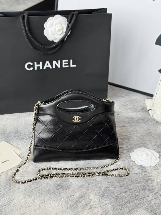 Black and light gold calfskin leather 24B's 31Bag Nano! Mini size calfskin leat