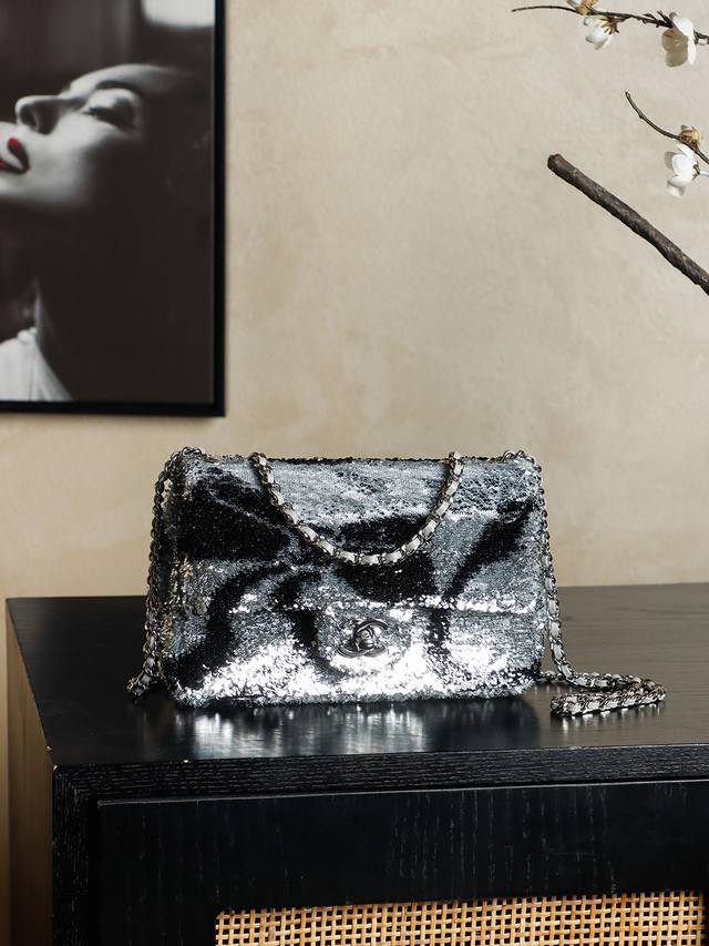 Top-tier original sequined embroidered series Size** Silver 25K sequined bow CF