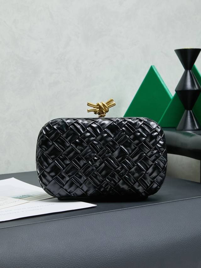 Bv Knot Leather Evening Bag Classic Return Original Leather Stainless Steel Hard