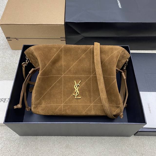 Original Leather Matte Brown Antique Gold YSL's latest crossbody lucky bag small