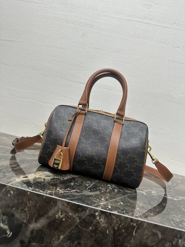 Authentic Medium Logo Print Boston Bag All Steel Hardware] Logo Print, Faux Lea