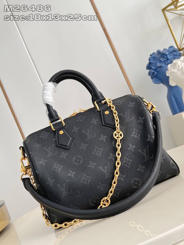 Original Leather Exclusive Real Shot M26486 Black Speedy Bandouli
