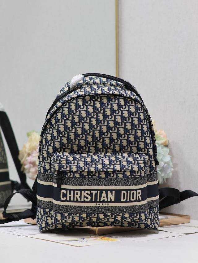 Authentic, High-Quality Diortravel Large Blue Fabric Backpack. This Diortravel b