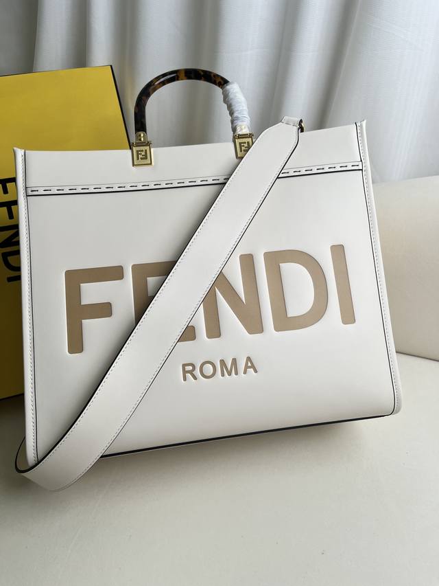 Authentic Fendi Medium Sunshine Shopping Tote Bag (White) More details: This Fe