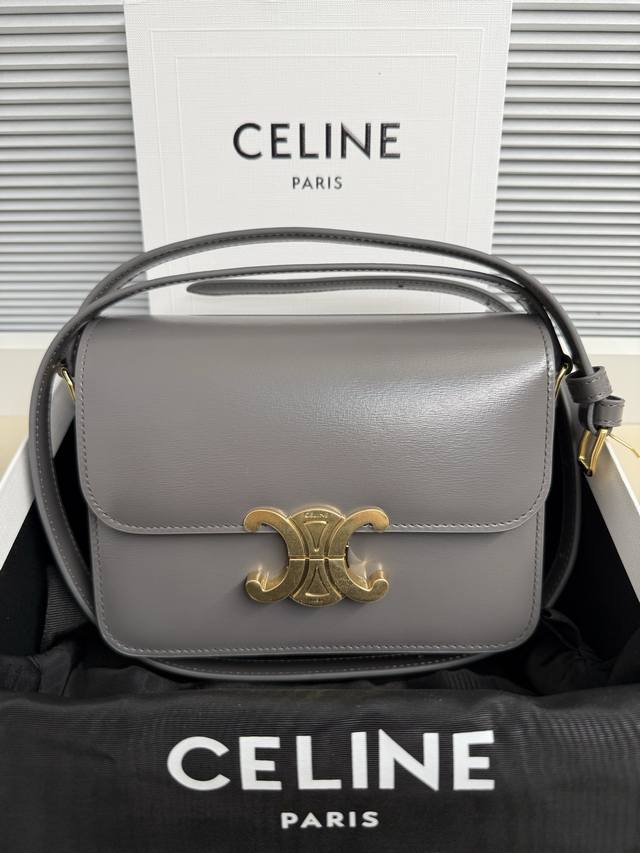 Authentic Teen Triomphe Calfskin Handbag. This small Triomphe handbag, crafted