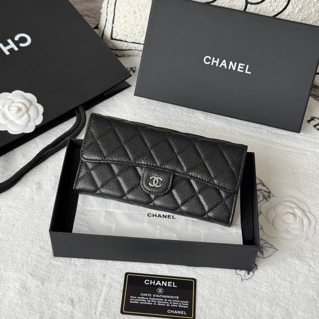 Chanel classic CF long wallet has arrived! Made of imported caviar-textured calf