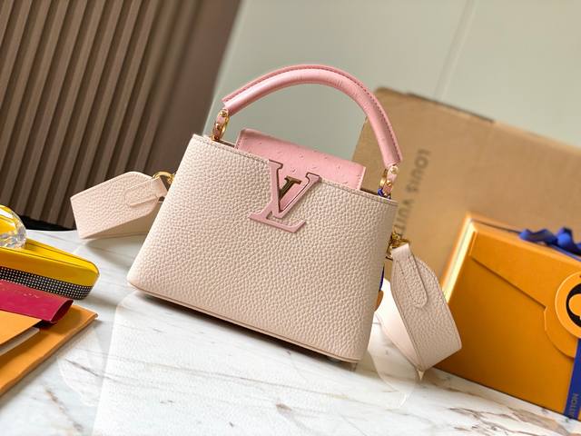 Premium Quality Original Leather M21164 Pink with Ostrich Gold Buckle This Capuc