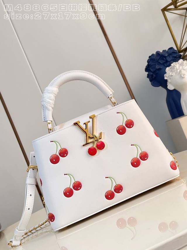 Factory Price p Top-Tier Original M48865 White Cherry Chain Small Capucines BB H