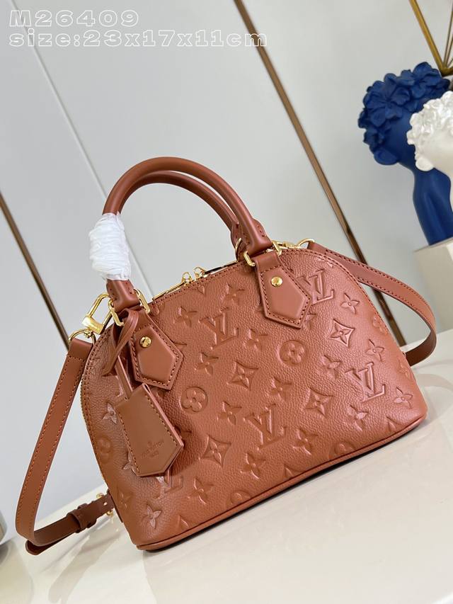 Factory Price p Top-Tier Original M26409 Brown Embossed Alma Bb Handbag. This Al