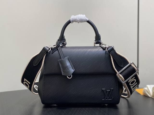 Original Quality M14435 Black Water Ripple Handbag M58931 Black and White Webbin