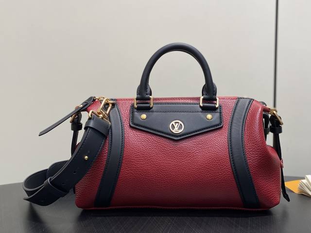 Original Quality M27273 Burgundy Full Leather Motorcycle Bag, LV Biker Small Han