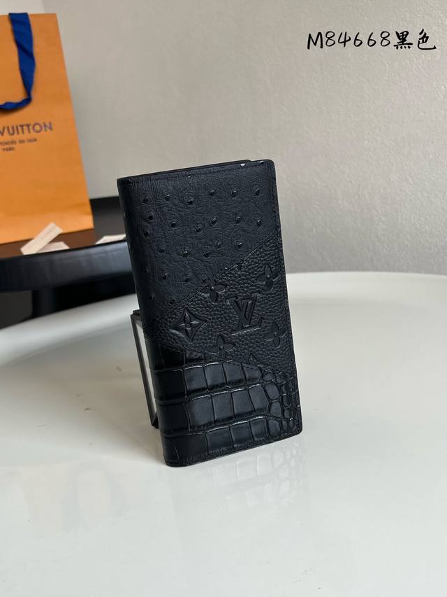 Top-tier original chip version M84668 Black full leather long suit wallet, Brazz