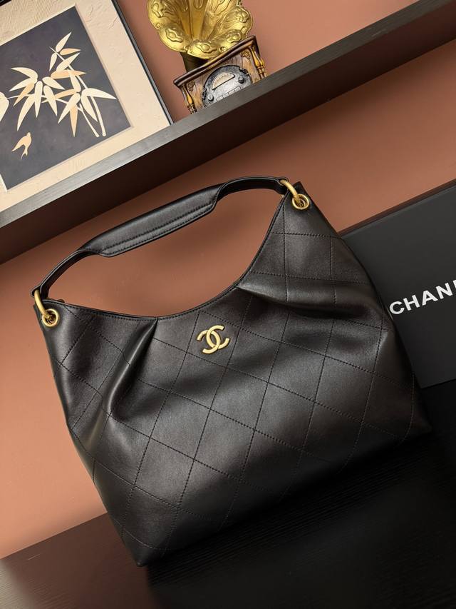 26C Early Spring New Hippie Hobo Bag ~ Large Size As 5978 Black Calfskin Exclusi