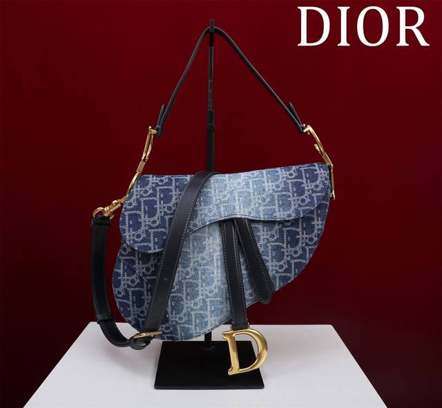 Dior Saddle Bag, Denim Blue with Long Shoulder Strap Size: 25.5*20*6.5Cm Interna