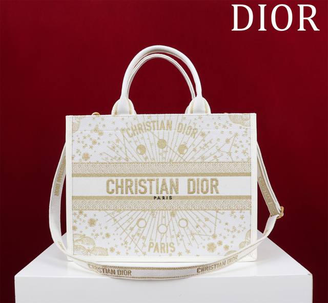 Dior New Tote Shoulder Strap 132407# Gold Planet Size: Medium 36*28*16Cm This Bo