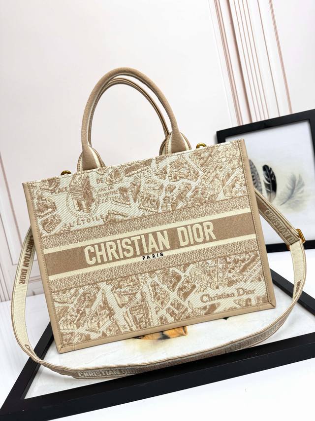 Embroidered Calfskin Leather Pink Map Medium Size Top-tier Imported Fabric High-