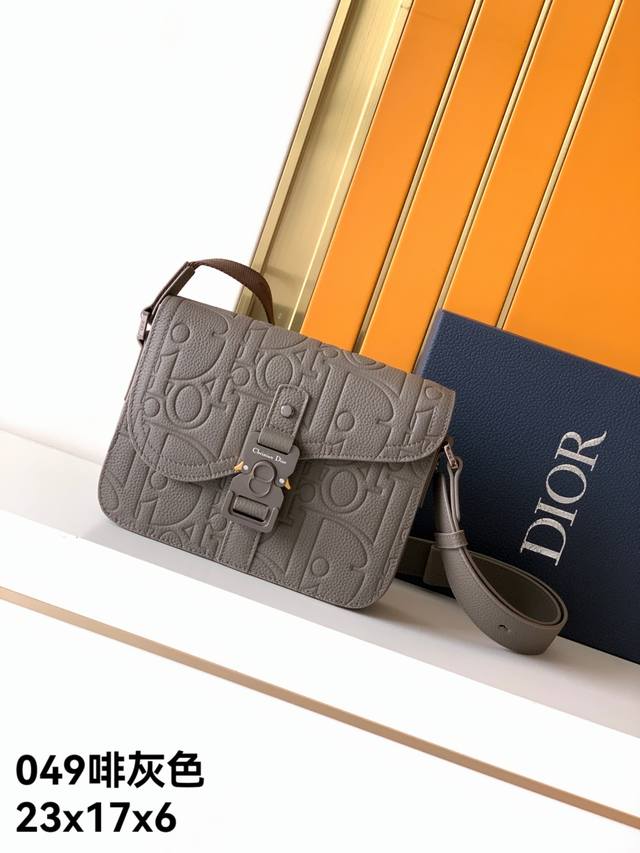 Crossbody Bag Model: Original 049# Brownish Gray Full Leather Embossed, Top-Qua